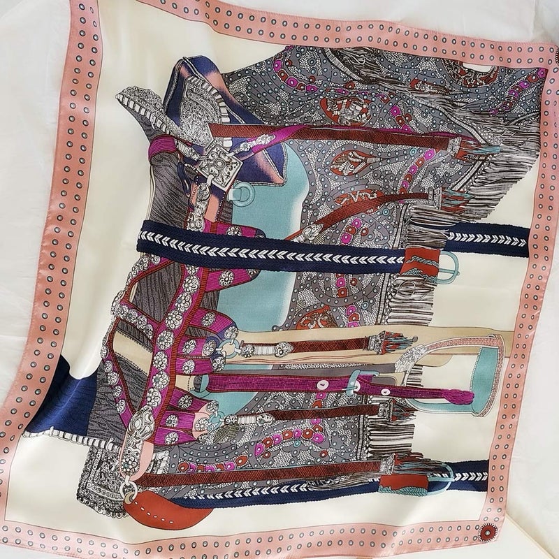 FONYVE Silk Feeling Scarf Medium Square Satin Head Wrap for Women 27.5 inches - Image 2